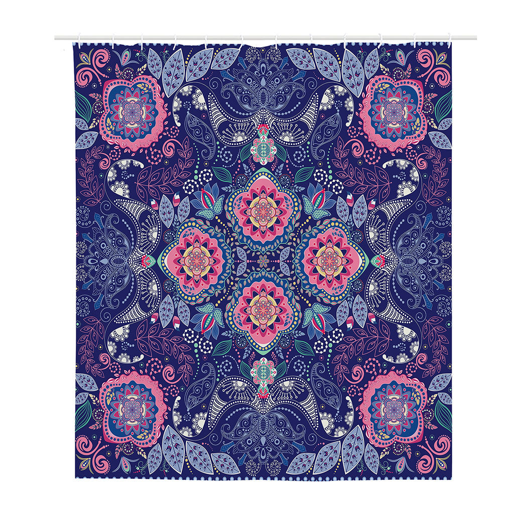 Ornamental Paisley Mandala Print Polyester Shower Curtain