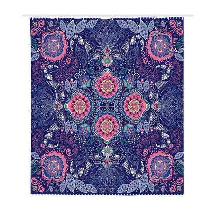 Ornamental Paisley Mandala Print Polyester Shower Curtain