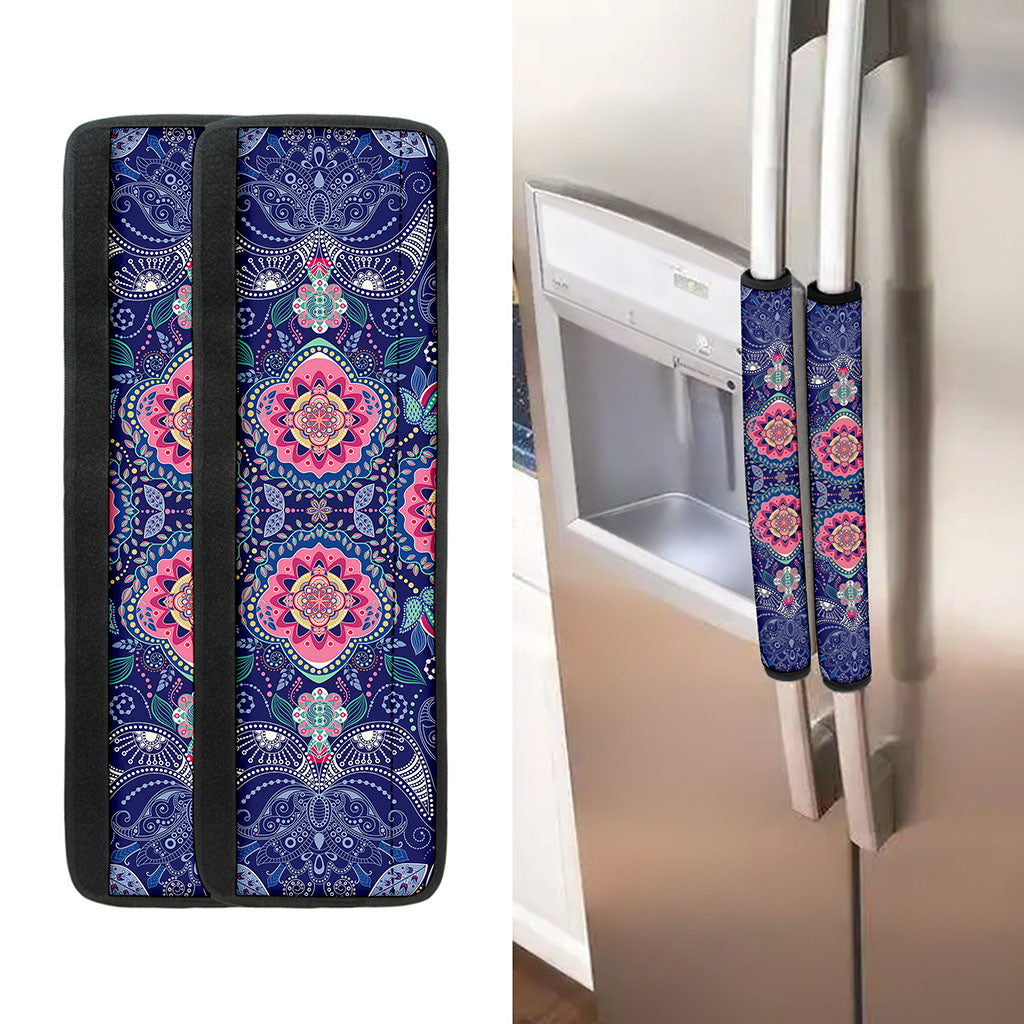 Ornamental Paisley Mandala Print Refrigerator Handle Covers