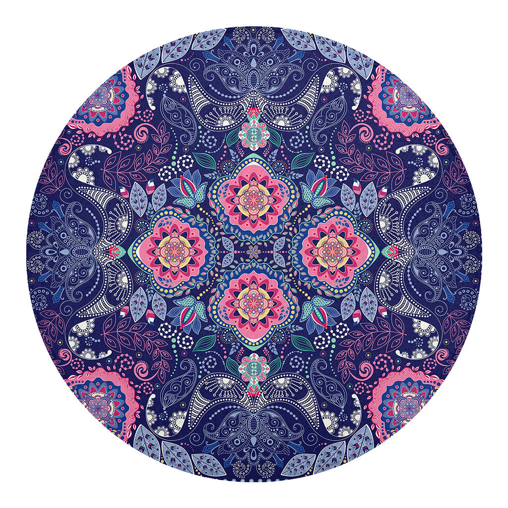 Ornamental Paisley Mandala Print Round Blanket