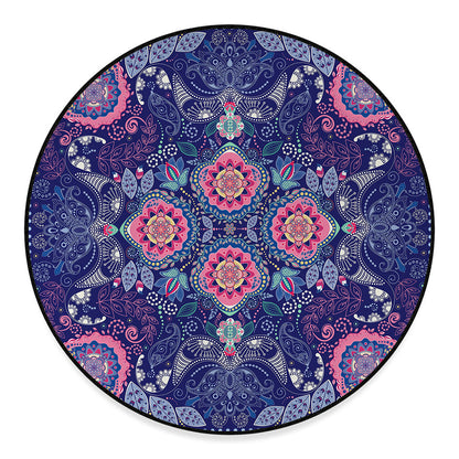 Ornamental Paisley Mandala Print Round Floor Mat