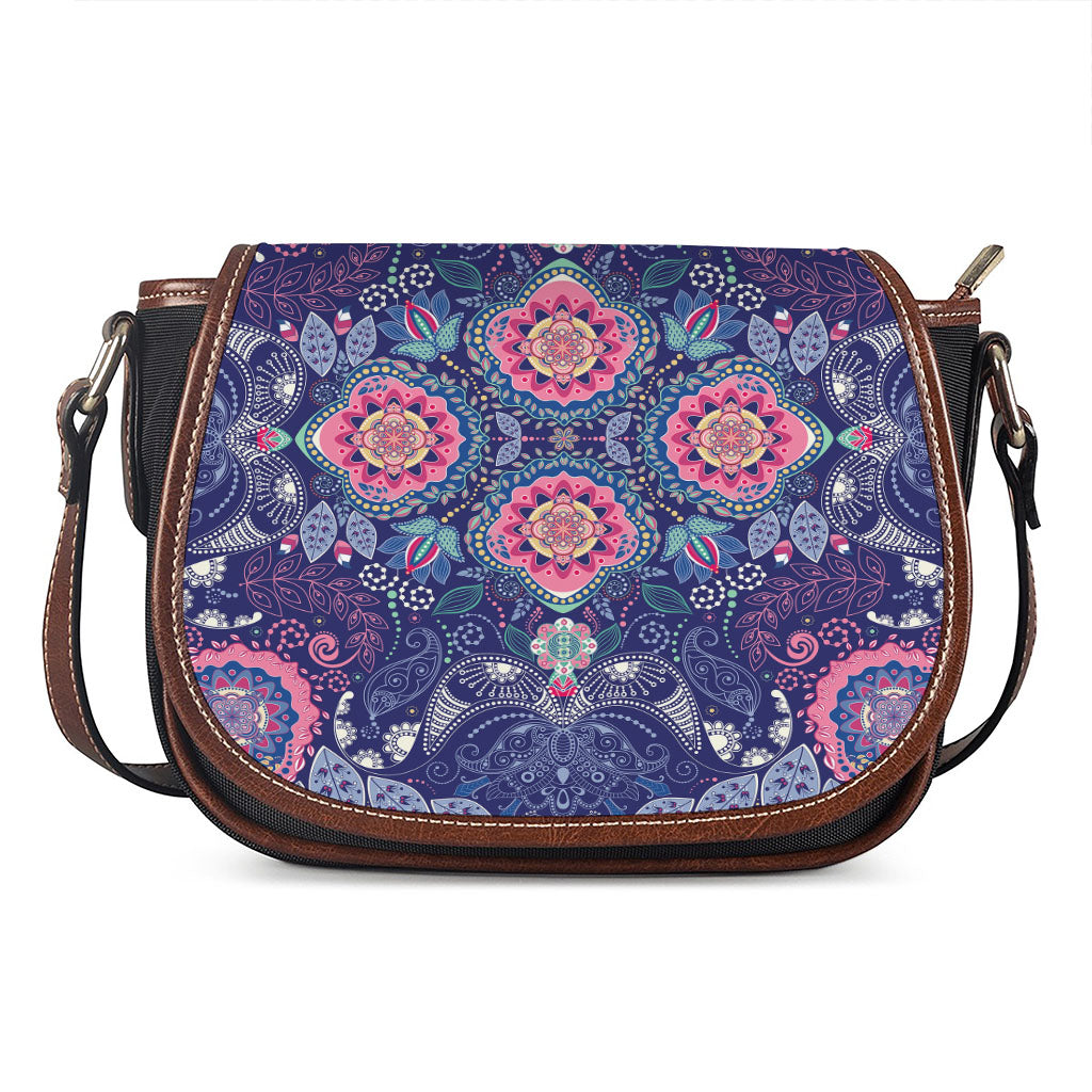 Ornamental Paisley Mandala Print Saddle Bag