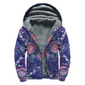 Ornamental Paisley Mandala Print Sherpa Lined Zip Up Hoodie
