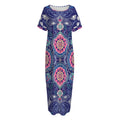 Ornamental Paisley Mandala Print Short Sleeve Long Nightdress