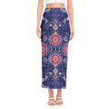 Ornamental Paisley Mandala Print Side Slit Maxi Skirt