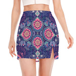 Ornamental Paisley Mandala Print Side Slit Mini Skirt