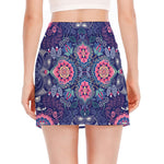 Ornamental Paisley Mandala Print Side Slit Mini Skirt