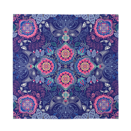 Ornamental Paisley Mandala Print Silk Bandana