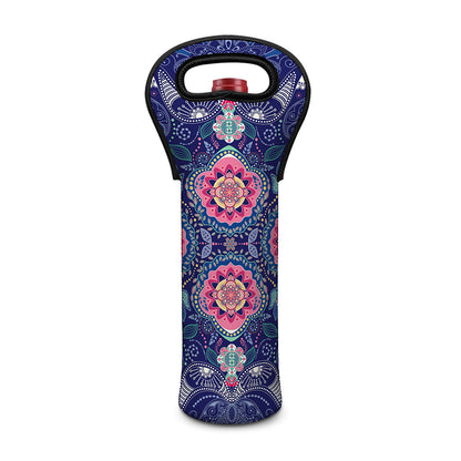 Ornamental Paisley Mandala Print Single Neoprene Wine Tote