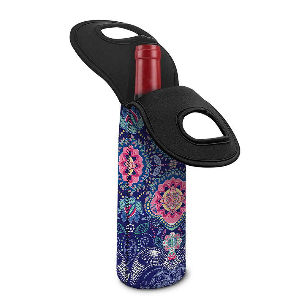 Ornamental Paisley Mandala Print Single Neoprene Wine Tote