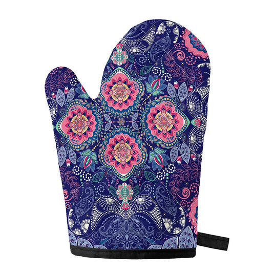 Ornamental Paisley Mandala Print Single Oven Mitt