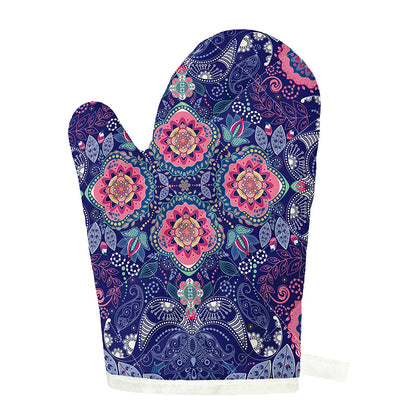 Ornamental Paisley Mandala Print Single Oven Mitt