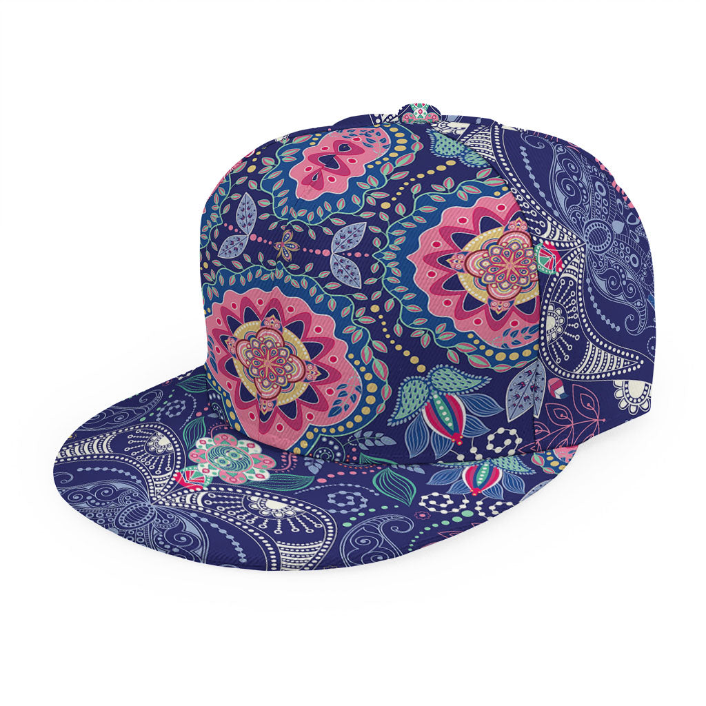Ornamental Paisley Mandala Print Snapback Cap
