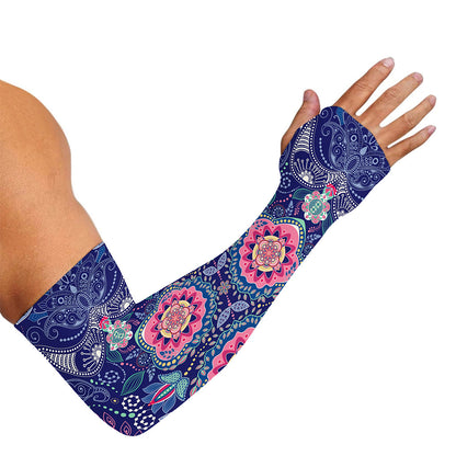 Ornamental Paisley Mandala Print Sun Protection Arm Sleeves