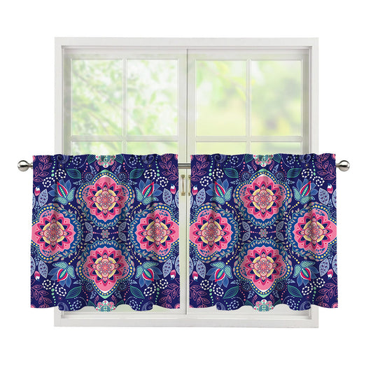 Ornamental Paisley Mandala Print Tier Curtains