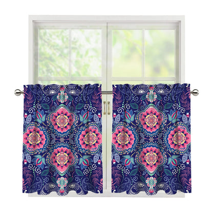 Ornamental Paisley Mandala Print Tier Curtains