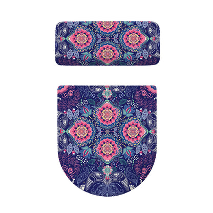 Ornamental Paisley Mandala Print Toilet Lid And Tank Cover Set