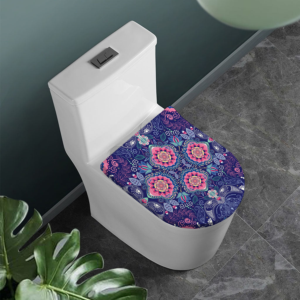 Ornamental Paisley Mandala Print Toilet Lid Cover