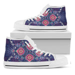 Ornamental Paisley Mandala Print White High Top Sneakers