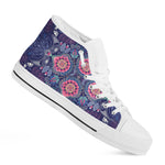 Ornamental Paisley Mandala Print White High Top Sneakers