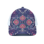 Ornamental Paisley Mandala Print White Mesh Trucker Cap