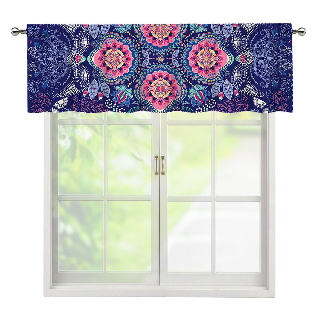 Ornamental Paisley Mandala Print Window Valance