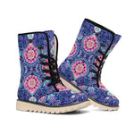 Ornamental Paisley Mandala Print Winter Boots