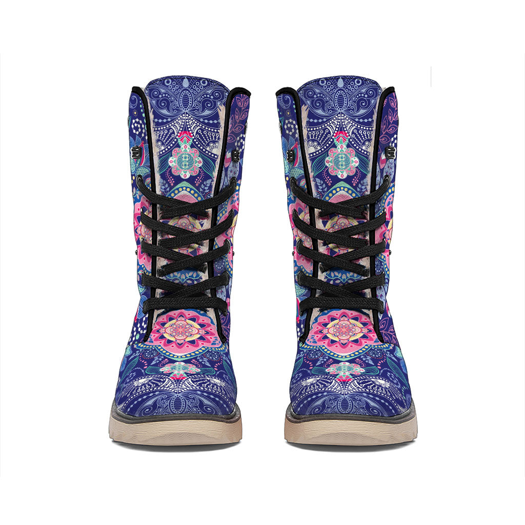 Ornamental Paisley Mandala Print Winter Boots