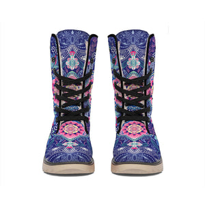 Ornamental Paisley Mandala Print Winter Boots