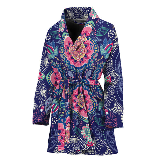 Ornamental Paisley Mandala Print Women's Bathrobe