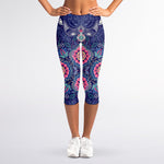 Ornamental Paisley Mandala Print Women's Capri Leggings