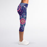 Ornamental Paisley Mandala Print Women's Capri Leggings
