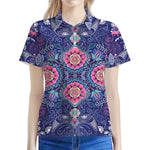Ornamental Paisley Mandala Print Women's Polo Shirt