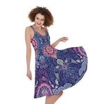 Ornamental Paisley Mandala Print Women's Sleeveless Dress