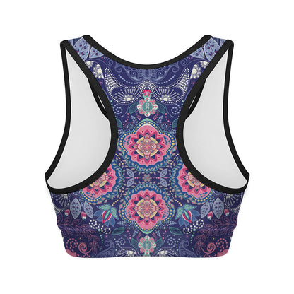 Ornamental Paisley Mandala Print Women's Sports Bra
