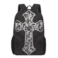 Ornamental Silver Cross Print 17 Inch Backpack