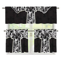 Ornamental Silver Cross Print 3 Piece Kitchen Curtains