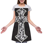 Ornamental Silver Cross Print Adjustable Apron
