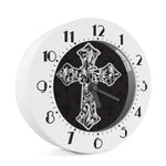 Ornamental Silver Cross Print Alarm Clock