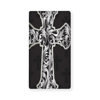 Ornamental Silver Cross Print Baby Crib Sheet