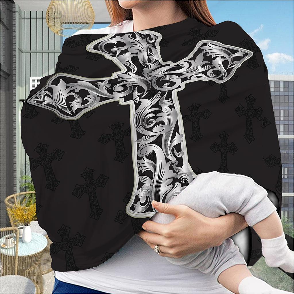 Ornamental Silver Cross Print Baby Seat Cover
