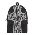 Ornamental Silver Cross Print School Backpack
