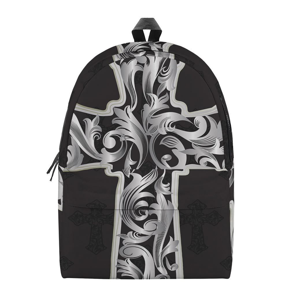 Ornamental Silver Cross Print Backpack