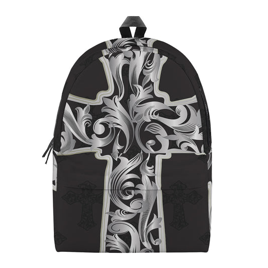 Ornamental Silver Cross Print Backpack