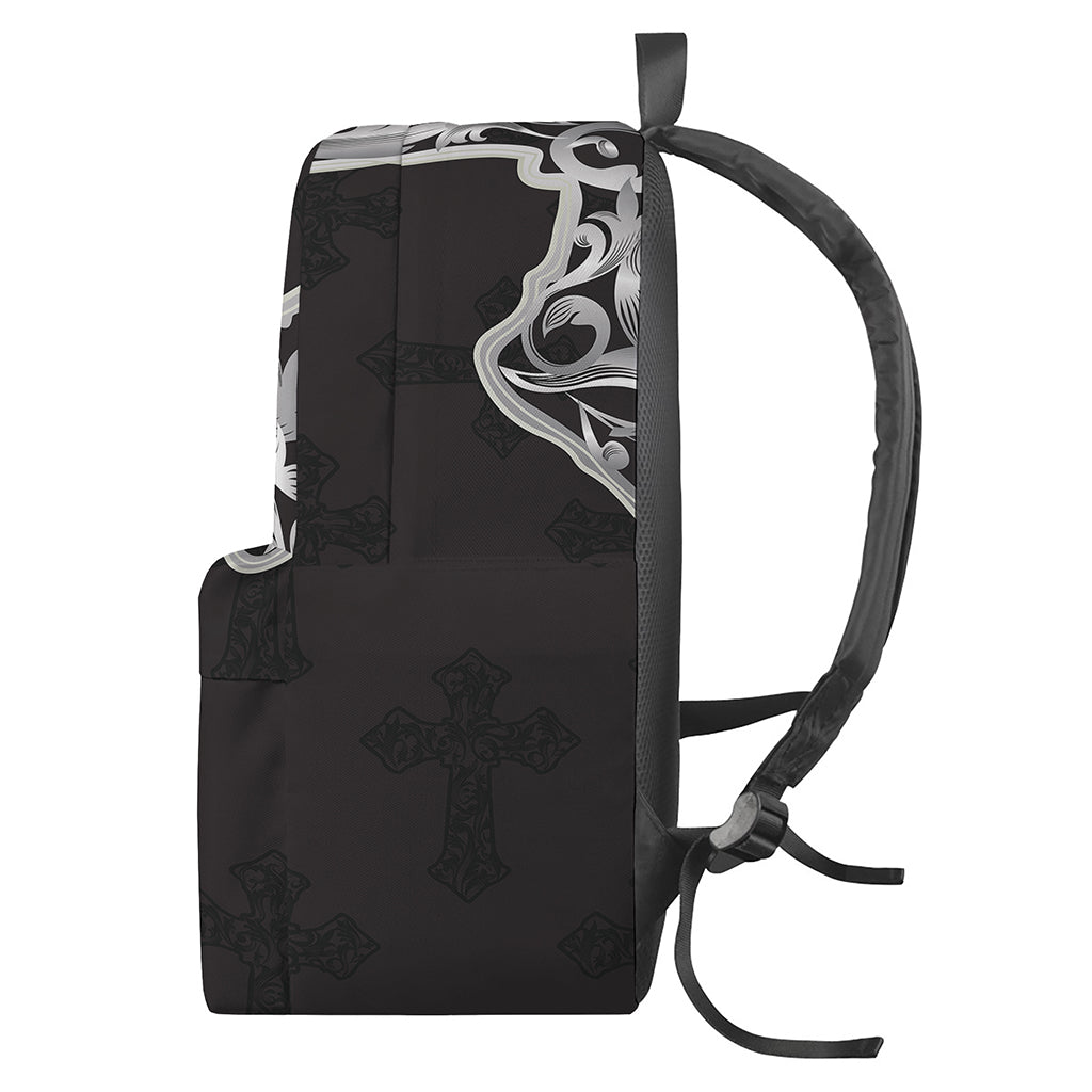 Ornamental Silver Cross Print Backpack