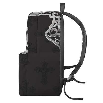Ornamental Silver Cross Print Backpack