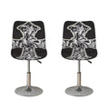Ornamental Silver Cross Print Bar Stool Covers