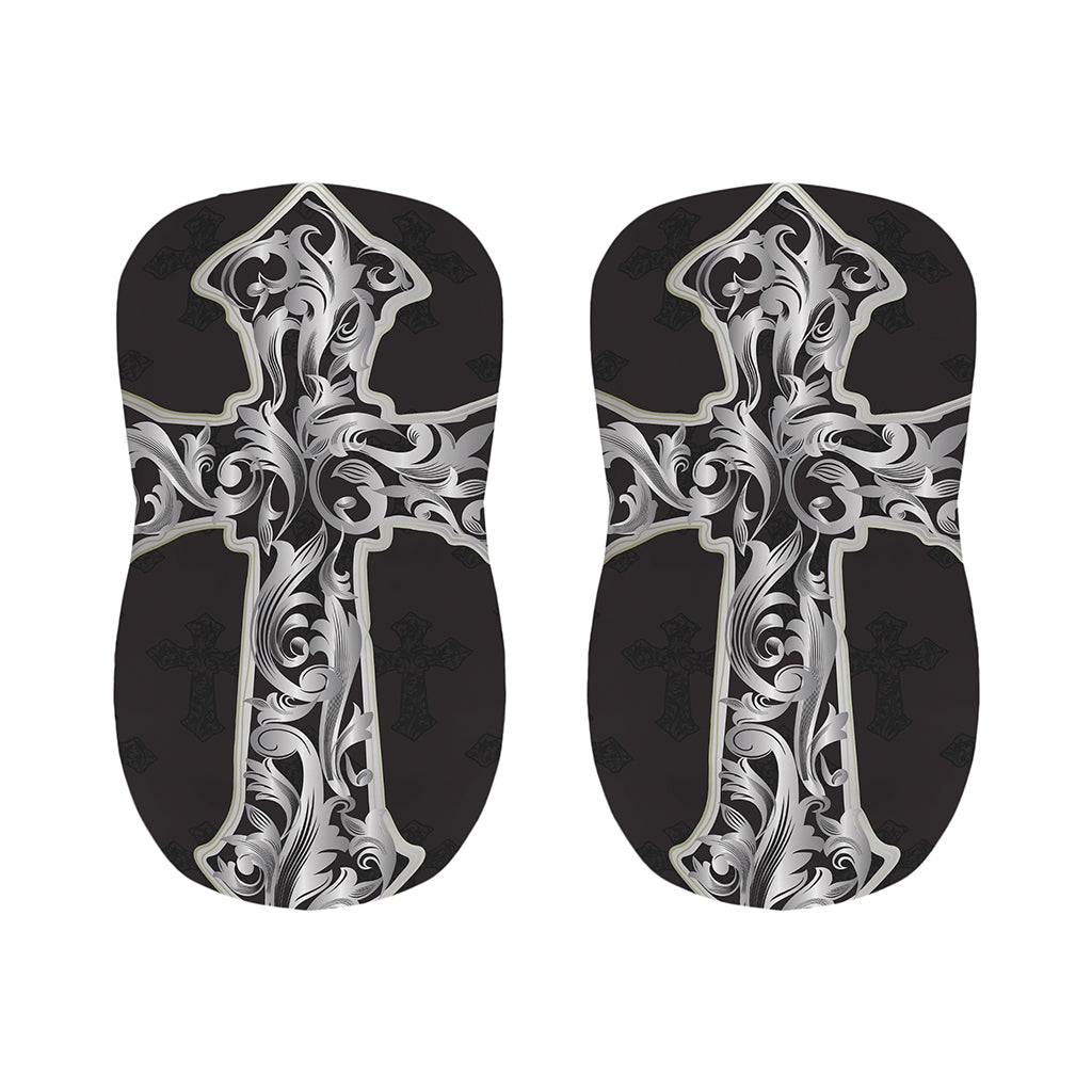 Ornamental Silver Cross Print Bar Stool Covers