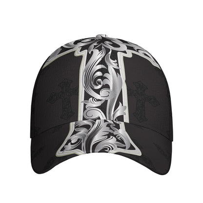 Ornamental Silver Cross Print Baseball Cap