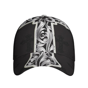 Ornamental Silver Cross Print Baseball Cap